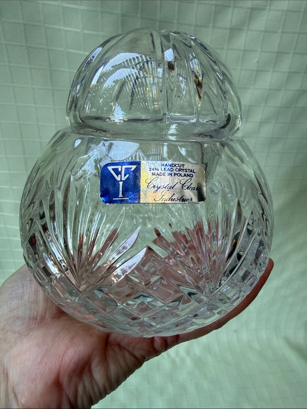 Vintage Handcut Lead Crystal Covered Candy Dish - Clear